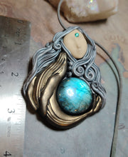 Load image into Gallery viewer, PREORDER Cosmic Blue Whale Goddess Spirit Necklace | Labradorite Crystal Pendant | Divine Feminine Jewelry