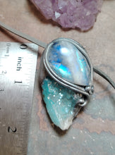 Load image into Gallery viewer, PREORDER Lucid Dreaming Necklace | Aqua Aura Quartz & Moonstone | Astral Projection, Out of Body, Dream Recall Jewelry