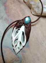 Load image into Gallery viewer, Sea Witch Necklace handcrafted with natural seashells and Labradorite crystal
