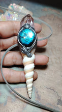 Load image into Gallery viewer, PREORDER Mermaid Crown Seashell Pendant | Labradorite Siren Necklace | Sea Witch Jewelry