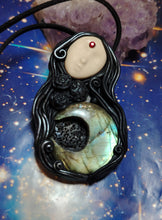 Load image into Gallery viewer, Hecate Statue Figurine Necklace | Hekate Triple Moon Goddess of Witches |agic and Witchcraft | Wiccan Occult Jewelry