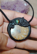 Load image into Gallery viewer, PREORDER Golden Ratio. Sacred Geometry Art Jewelry | Ammonite & Turquoise Pendant | Fibonacci Sequence Necklace with Healing Crystals