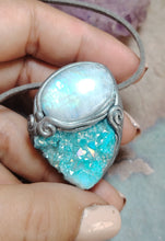Load image into Gallery viewer, PREORDER Lucid Dreaming Necklace | Aqua Aura Quartz & Moonstone | Astral Projection, Out of Body, Dream Recall Jewelry