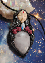 Load image into Gallery viewer, PREORDER Love Witch. Aphrodite Goddess Statue Figurine Necklace | Rose Quartz, Moonstone | Divine Feminine Jewelry