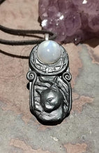 Load image into Gallery viewer, Bastet, Egyptian Cat Goddess Necklace | Moonstone | Bast Small Statue Art Figurine
