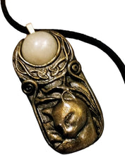 Load image into Gallery viewer, Bastet, Egyptian Cat Goddess Necklace | Moonstone | Bast Small Statue Art Figurine

