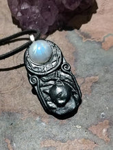 Load image into Gallery viewer, Bastet, Egyptian Cat Goddess Necklace | Moonstone | Bast Small Statue Art Figurine
