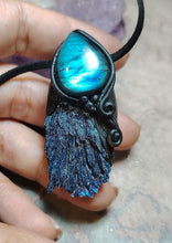 Load image into Gallery viewer, PREORDER Andromedan Starseed Necklace | Aura Blue Kyanite Crystal Pendant | Galaxy Cosmic Origins Jewelry (Copy)
