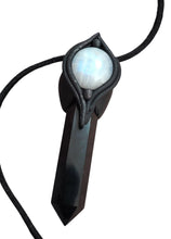 Load image into Gallery viewer, The Shield, Empath Protection Necklace | Moonstone &amp; Obsidian | Reject Evil Eye and  Negativity
