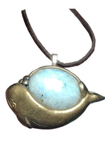 Load image into Gallery viewer, Whale Spirit Animal Art Necklace | Moonstone &amp; Labradorite | Coastal Jewelry Gift
