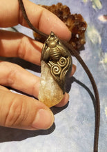 Load image into Gallery viewer, Gold Honey Bee Crystal Necklace | Citrine or Labradorite Stone | Queen, Bumble Bee Lovers Gifts
