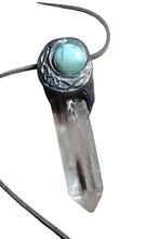 Load image into Gallery viewer, Crescent Moon Phases Wand  Necklace |  Triple Goddess Gemstone  Witch Jewelry
