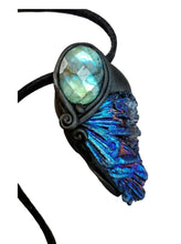 Load image into Gallery viewer, Midnight, Aura Blue Kyanite Pendant | Labradorite Specimen Crystal Jewelry
