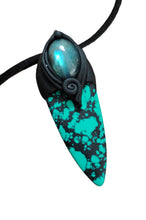 Load image into Gallery viewer, Warrior, Men's Turquoise Necklace Pendant | Divine Masculine Jewelry | Native American Shaman Crystal Tools

