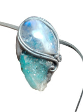 Load image into Gallery viewer, PREORDER Lucid Dreaming Necklace | Aqua Aura Quartz &amp; Moonstone | Astral Projection, Out of Body, Dream Recall Jewelry
