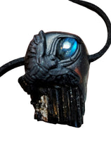 Load image into Gallery viewer, PREORDER The Crow Raven Necklace | Black Tourmaline &amp; Labradorite Pendant | Dark Black Crystal Jewelry
