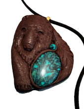 Load image into Gallery viewer, Courage, Bear Spirit Animal Necklace | Malachite and Turquoise |  Strength Jewelry
