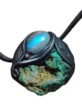 Load image into Gallery viewer, Heart of the Shaman Necklace | Raw Malachite Labradorite Pendant | Shamanic Tools Jewelry
