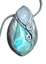 Load image into Gallery viewer, Sea Witch, Larimar Mermaid Necklace Pendant. Mermaidcore Jewelry
