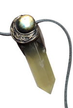 Load image into Gallery viewer, Crescent Moon Phases Wand  Necklace |  Triple Goddess Gemstone  Witch Jewelry
