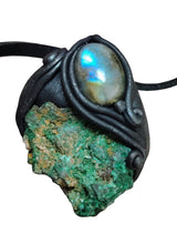 Load image into Gallery viewer, Heart of the Shaman Necklace | Raw Malachite Labradorite Pendant | Shamanic Tools Jewelry
