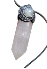 Load image into Gallery viewer, Crescent Moon Phases Wand  Necklace |  Triple Goddess Gemstone  Witch Jewelry
