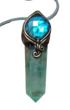 Load image into Gallery viewer, Green Wizard. Fluorite Necklace Pendant |  Labradorite Witchy Jewerly
