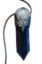 Load image into Gallery viewer, Triple Moon Wiccan Wand Necklace | Obsidian &amp; Moonstone | Hecate Pagan Goddess of Magic Jewerly
