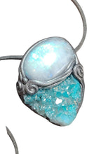 Load image into Gallery viewer, PREORDER Lucid Dreaming Necklace | Aqua Aura Quartz &amp; Moonstone | Astral Projection, Out of Body, Dream Recall Jewelry
