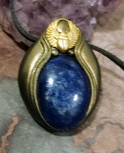 Load image into Gallery viewer, Egyptian Winged Scarab Necklace | Egypt Magic Symbol Pendant | Lapis Lazuli Jewelry
