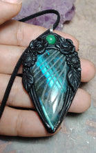 Load image into Gallery viewer, Soul Retrieval Shaman Necklace | Blue Labradorite Pendant | Shamanic Healing Jewelry Tools
