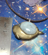 Load image into Gallery viewer, Whale Spirit Animal Art Necklace | Moonstone &amp; Labradorite | Coastal Jewelry Gift

