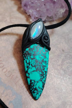 Load image into Gallery viewer, Warrior, Men's Turquoise Necklace Pendant | Divine Masculine Jewelry | Native American Shaman Crystal Tools
