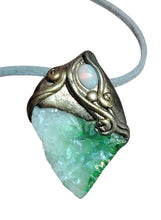 Load image into Gallery viewer, PREORDER Sound Healing Crystal Necklace | Mexican Fire Opal &amp; Green Aura Quartz | High Frequency Lightworker Tools
