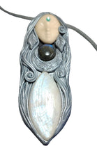 Load image into Gallery viewer, Selene, Triple Moon Goddess Necklace | Moonstone &amp; Labradorite | Witchy, Wiccan Jewelry
