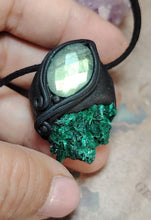 Load image into Gallery viewer, Heart of the Shaman Necklace | Raw Malachite Labradorite Pendant | Shamanic Tools Jewelry
