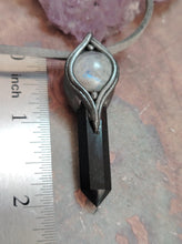 Load image into Gallery viewer, The Shield, Empath Protection Necklace | Moonstone &amp; Obsidian | Reject Evil Eye and  Negativity
