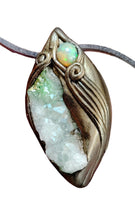 Load image into Gallery viewer, PREORDER Sound Healing Crystal Necklace | Mexican Fire Opal &amp; Green Aura Quartz | High Frequency Lightworker Tools
