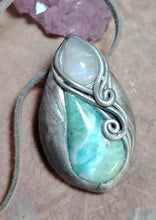 Load image into Gallery viewer, Sea Witch, Larimar Mermaid Necklace Pendant. Mermaidcore Jewelry
