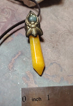 Load image into Gallery viewer, Gold Honey Bee Crystal Necklace | Citrine or Labradorite Stone | Queen, Bumble Bee Lovers Gifts
