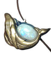 Load image into Gallery viewer, Whale Spirit Animal Art Necklace | Moonstone &amp; Labradorite | Coastal Jewelry Gift
