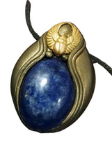 Load image into Gallery viewer, Egyptian Winged Scarab Necklace | Egypt Magic Symbol Pendant | Lapis Lazuli Jewelry
