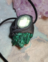 Load image into Gallery viewer, Heart of the Shaman Necklace | Raw Malachite Labradorite Pendant | Shamanic Tools Jewelry
