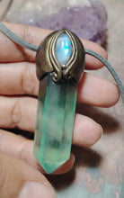 Load image into Gallery viewer, Forest Goddess Necklace | Green Fluorite and Moonstone Pendant. Witch Jewelry
