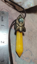 Load image into Gallery viewer, Gold Honey Bee Crystal Necklace | Citrine or Labradorite Stone | Queen, Bumble Bee Lovers Gifts
