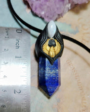 Load image into Gallery viewer, Egyptian Scarab Necklace | Lapis Lazuli Pendant | Winged Gold Beetle Egypt Jewelry
