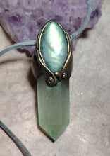 Load image into Gallery viewer, Green Wizard. Fluorite Necklace Pendant |  Labradorite Witchy Jewerly
