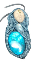 Load image into Gallery viewer, Selene, Triple Moon Goddess Necklace | Moonstone &amp; Labradorite | Witchy, Wiccan Jewelry
