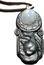 Load image into Gallery viewer, Bastet, Egyptian Cat Goddess Necklace | Moonstone | Bast Small Statue Art Figurine
