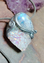 Load image into Gallery viewer, Guardian Angel Necklace | Angel Aura Quartz &amp; Rainbow Moonstone |  Angelic Archangelic Healing Protection Jewelry
